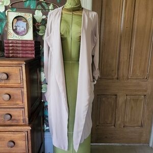 Joan Vass New York Open-Front Duster Jacket | Blush Beige | One Size